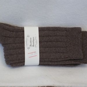 Fashion Boutique Taupe Ribbed Crew Socks